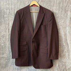 Tiglio Rosso Men’s 46R Burgundy Wool Blazer Made in Italy Super 150s